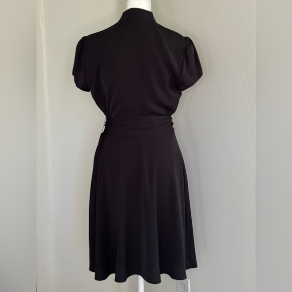 Lauren Ralph Lauren Women's Belted Georgette Short-Sleeve Dress, Black - Picture 7 of 8